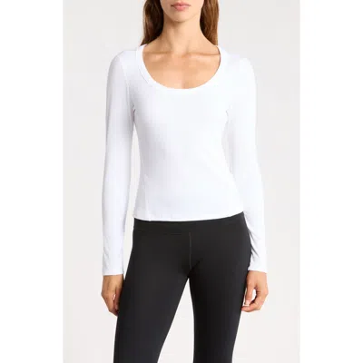 Z By Zella Glow Rib Long Sleeved T-shirt In White