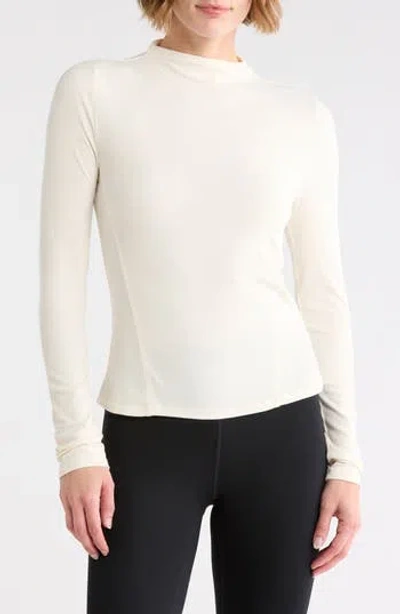 Z By Zella Glow Rib Mock Neck Top In White