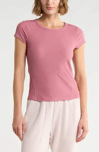 Z By Zella Glow Rib T-shirt In Pink
