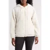 Z By Zella High Pile Fleece Trim Hooded Hybrid Jacket In Ivory Egret