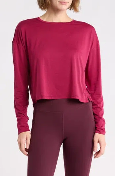 Z By Zella Key Element Long Sleeve Crop T-shirt In Pink