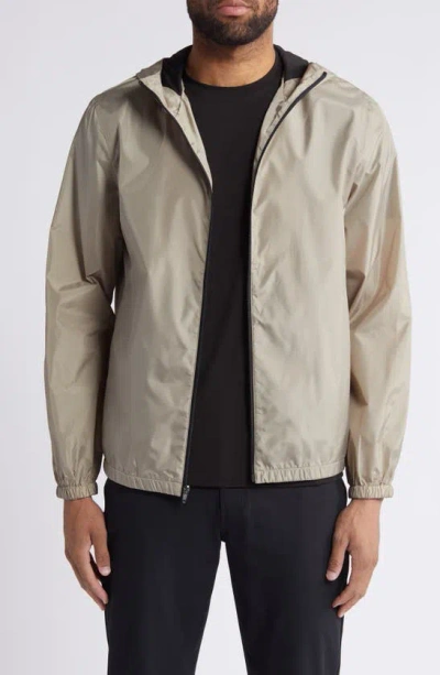 Z By Zella Lightweight Hooded Zip Jacket In Tan Aluminum