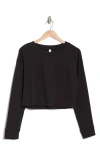 Z By Zella Long Sleeve French Terry Crop T-shirt In Black