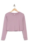 Z By Zella Long Sleeve French Terry Crop T-shirt In Purple Morn