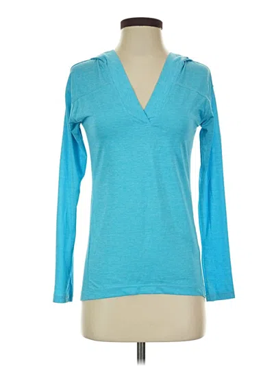 Pre-owned Z By Zella Long Sleeve Top Teal V-neck Tops