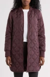 Z By Zella Longline Quilted Jacket In Burgundy Fudge