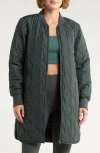 Z By Zella Longline Quilted Jacket In Green