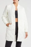 Z By Zella Longline Quilted Jacket In Ivory Cloud