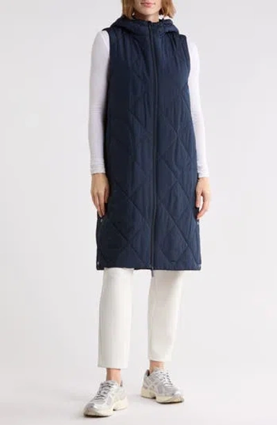 Z By Zella Longline Quilted Vest In Black