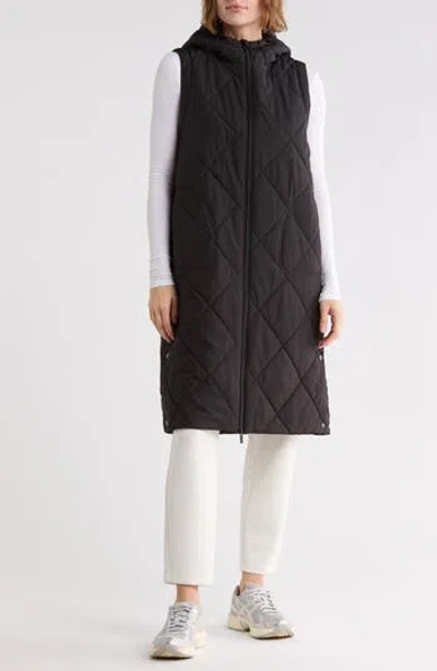 Z By Zella Longline Quilted Vest In Black