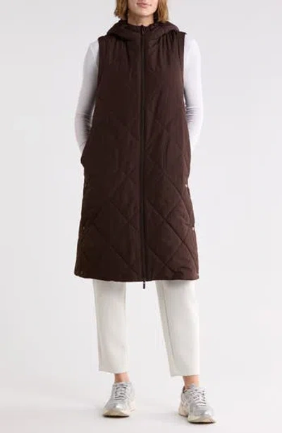 Z By Zella Longline Quilted Vest In Brown