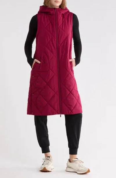 Z By Zella Longline Quilted Vest In Pink