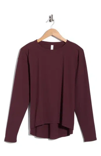 Z By Zella Open Match Long Sleeve T-shirt In Burgundy Fudge