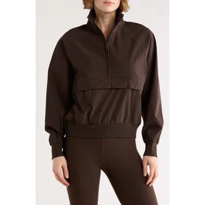 Z By Zella Perfect Day Half Zip Pullover In Brown