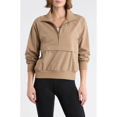 Z By Zella Perfect Day Half Zip Pullover In Brown
