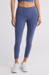 Z By Zella Perform High Waist Heather 7/8 Pocket Leggings In Blue Indigo
