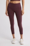 Z By Zella Perform High Waist Heather 7/8 Pocket Leggings In Burgundy Fudge