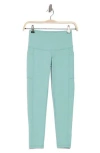 Z By Zella Perform High Waist Heather 7/8 Pocket Leggings In Teal Aquifer