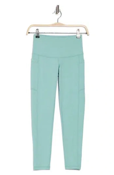 Z By Zella Perform High Waist Heather 7/8 Pocket Leggings In Teal Aquifer