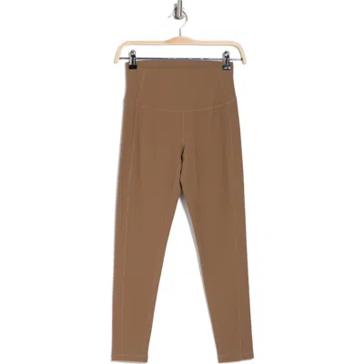 Z By Zella Perform High Waist Rib 7/8 Leggings In Brown Shiitake