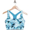 Z By Zella Perform Print Sports Bra In Blue Fractured Dye