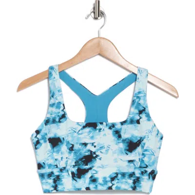 Z By Zella Perform Print Sports Bra In Blue Fractured Dye