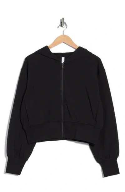 Z By Zella Relay French Terry Crop Full Zip Hoodie In Black
