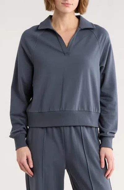 Z By Zella Relay French Terry Polo Sweatshirt In Blue