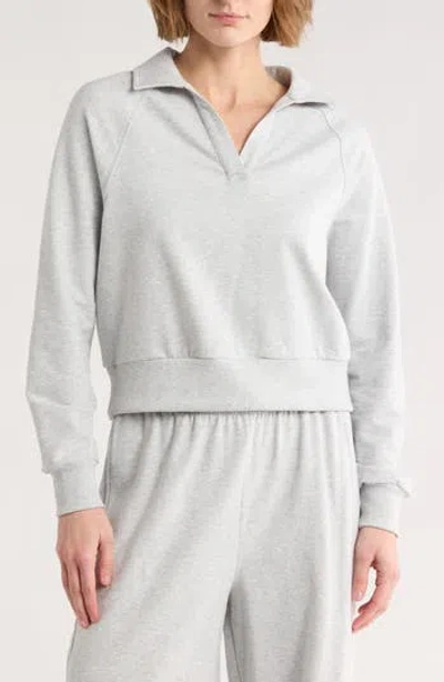 Z By Zella Relay French Terry Polo Sweatshirt In Gray