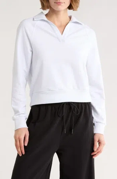 Z By Zella Relay French Terry Polo Sweatshirt In White