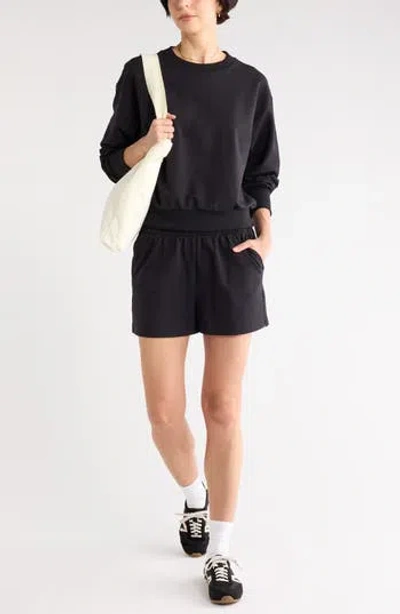 Z By Zella Relay Terry Crewneck Sweatshirt In Black