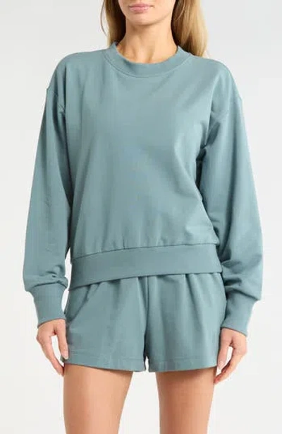 Z By Zella Relay Terry Crewneck Sweatshirt In Green