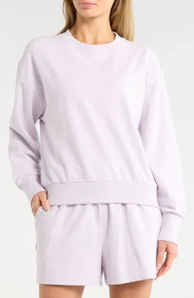 Z By Zella Relay Terry Crewneck Sweatshirt In Purple