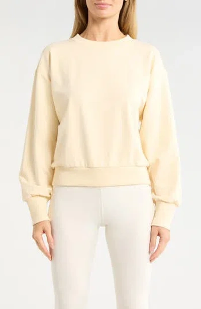 Z By Zella Relay Terry Crewneck Sweatshirt In Yellow