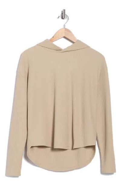Z By Zella Reset Waffle Stitch Hoodie In Brown