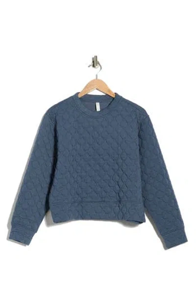 Z By Zella Retreat Quilted Crewneck Sweatshirt In Blue