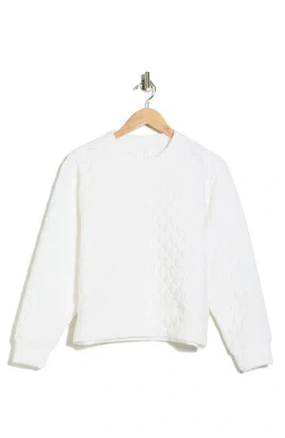 Z By Zella Retreat Quilted Crewneck Sweatshirt In White