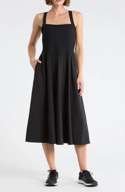 Z By Zella Rib Hybrid Midi Dress In Black
