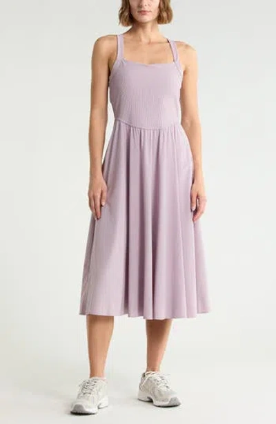 Z By Zella Rib Hybrid Midi Dress In Purple Fog