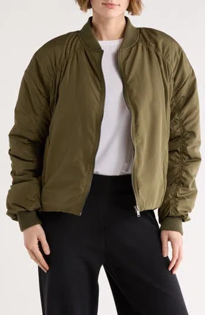 Z By Zella Ruched Sleeve Bomber Jacket In Green