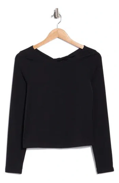 Z By Zella Serenity Twist Back Long Sleeve Tee In Black