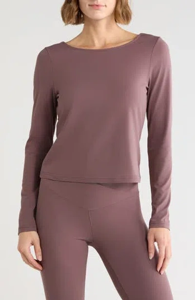 Z By Zella Serenity Twist Back Long Sleeve Tee In Gray