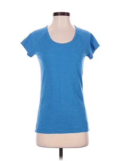Pre-owned Z By Zella Short Sleeve Top Blue Scoop Neck Tops