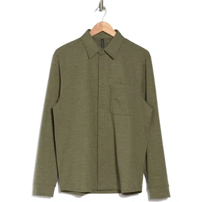 Z By Zella Solid Knit Shirt Jacket In Olive Night