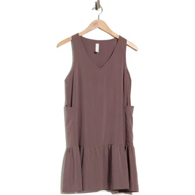 Z By Zella Solstice Sleeveless Tiered Minidress In Brown