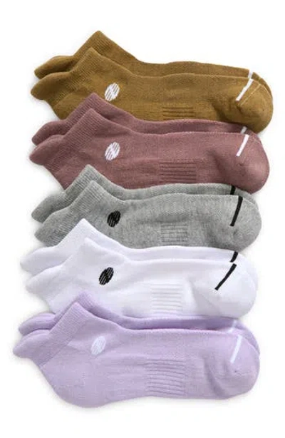 Z By Zella Sport 6-pack Tab Back Socks In Purple Petal-olive Brine Multi
