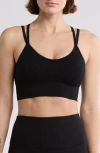 Z By Zella Strappy Racerback Rib Sports Bra In Black