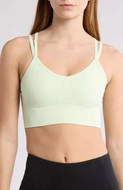 Z By Zella Strappy Racerback Rib Sports Bra In Green Limecream