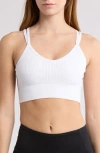Z By Zella Strappy Racerback Rib Sports Bra In White