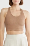 Z By Zella Stretch Seamless Longline Bra In Brown